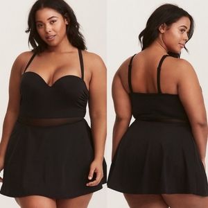 Torrid mesh mid skater one piece swimsuit